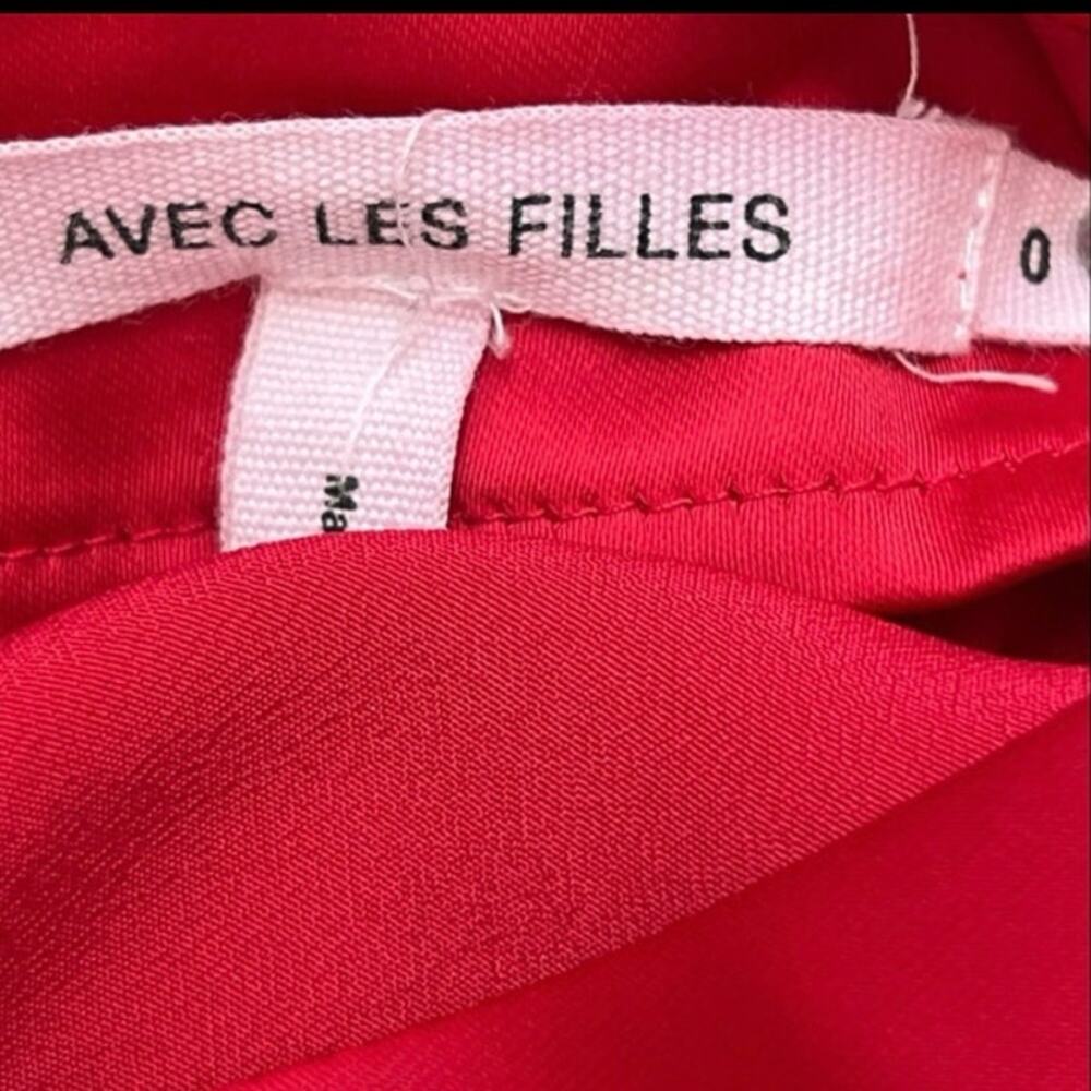Avec Les Filles red satin dress valentine's Cocktail holiday graduation - Picture 9 of 9